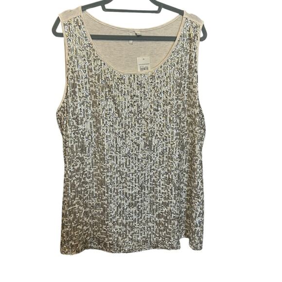 Cato Women Sequin Tank‎ Top 22/24 Mixed Media Layer Sparkle Disco Glam Party NEW - Picture 1 of 9